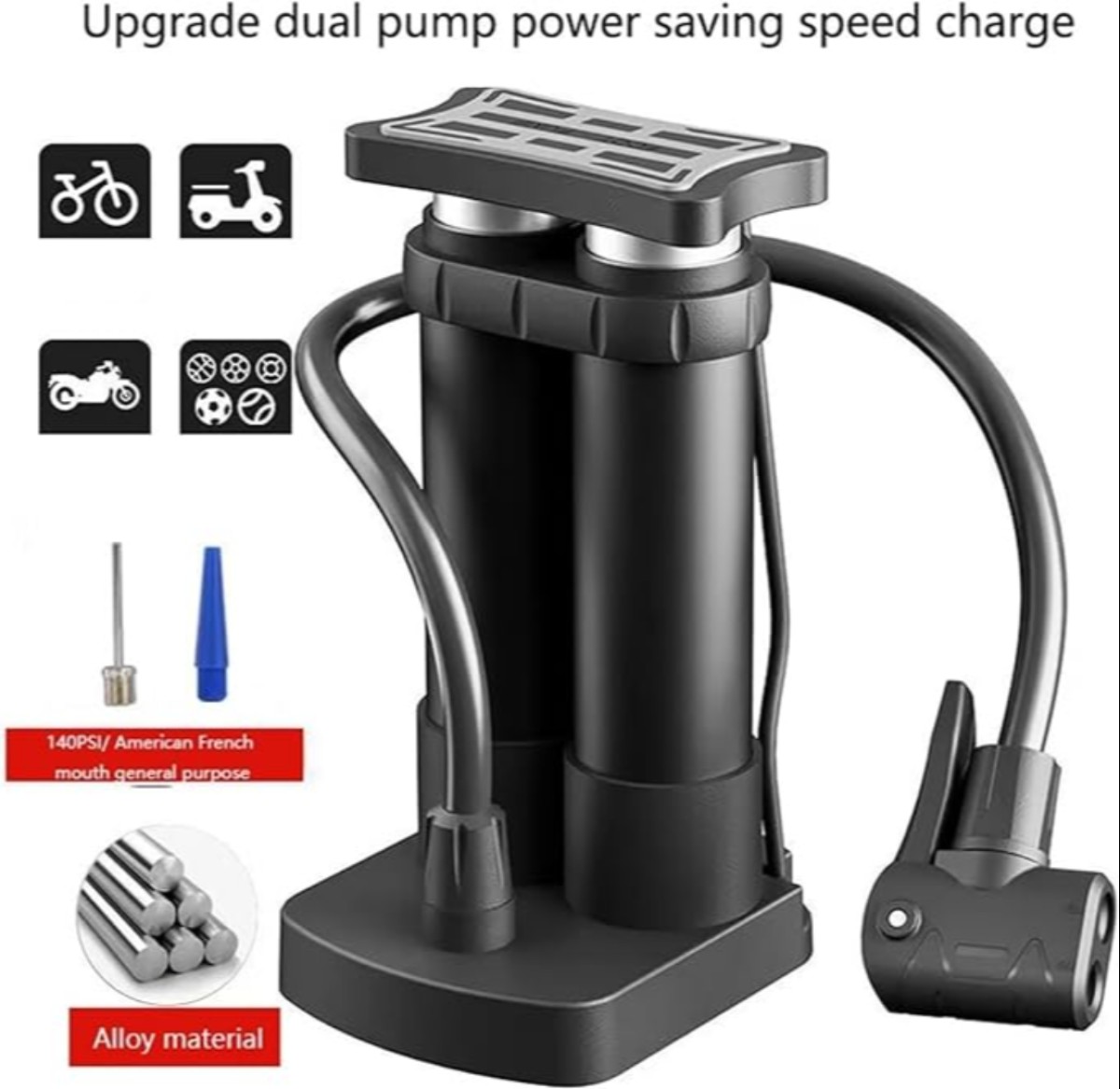 Safety Portable Bicycle Foot Pedal High Pressure Pump