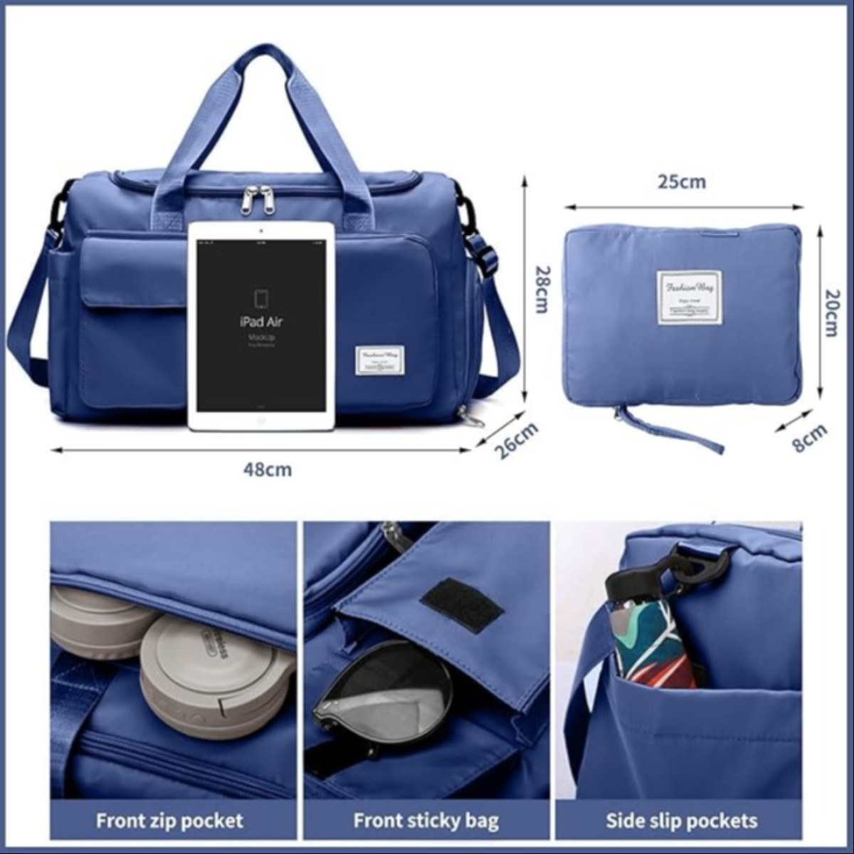 Fashionable Large Capacity Travel & Gym Bag Blue