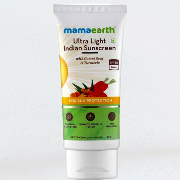 Mamaearth Ultra Ligth  Indian Sunscreen With Carrot seed Turmeric and SPF 50+