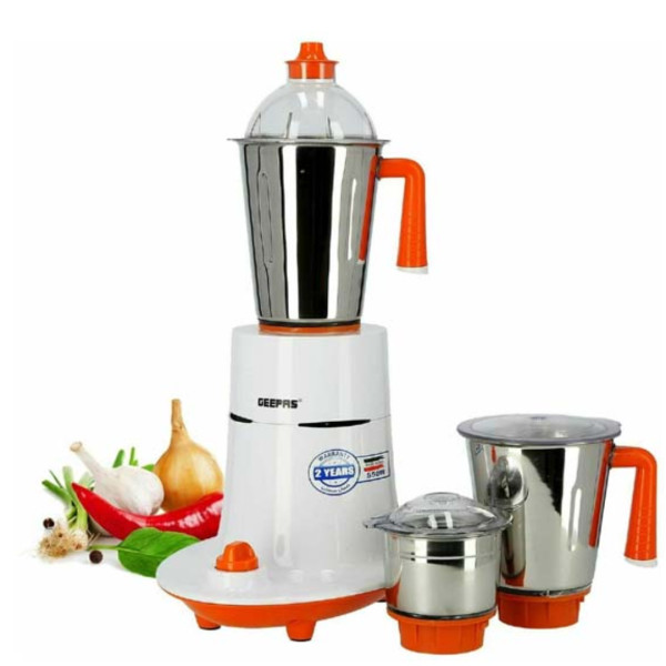 Geepas GSB5080 550W 3-in-1 Mixer Grinder – Stainless Steel Jars & Blades