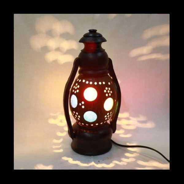 Single Hurricane Lamp - Chocolate and Black