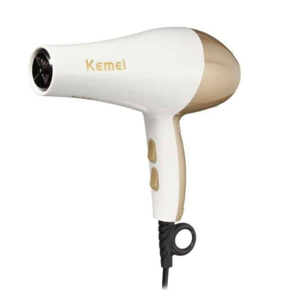 Kemei KM-810 Hair Dryer With Comb - White And Golden