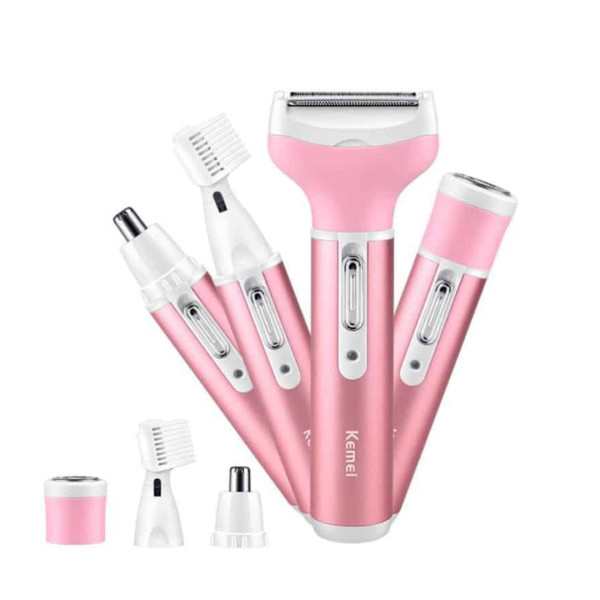 Kemei KM-6637 Multi Functional 4-In-1 Shaver For Women - Pink