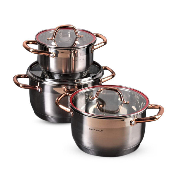 Kaisa Villa Stainless Steel 6 Pieces Cookware Set - 22 Cm 24Cm 26Cm