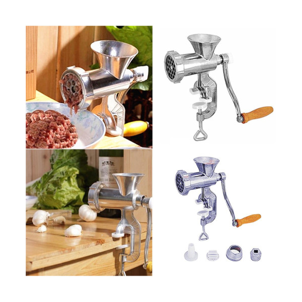 Aluminum Alloy Manual Meat Grinder Mincers - Silver