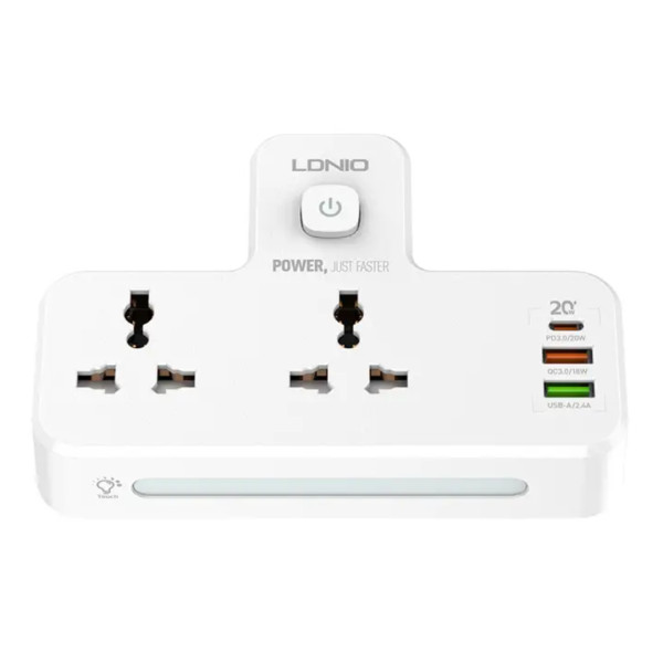 Ldnio SC2311 Extension Sockets USB Wall Plug 3 Power Adapter - 20W - White