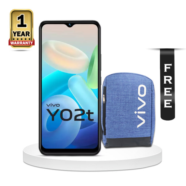 VIVO Y02t Smart Phone - 4GB RAM - 64GB ROM - 8MP Camera - Cosmic Grey with Vivo Backpack Free