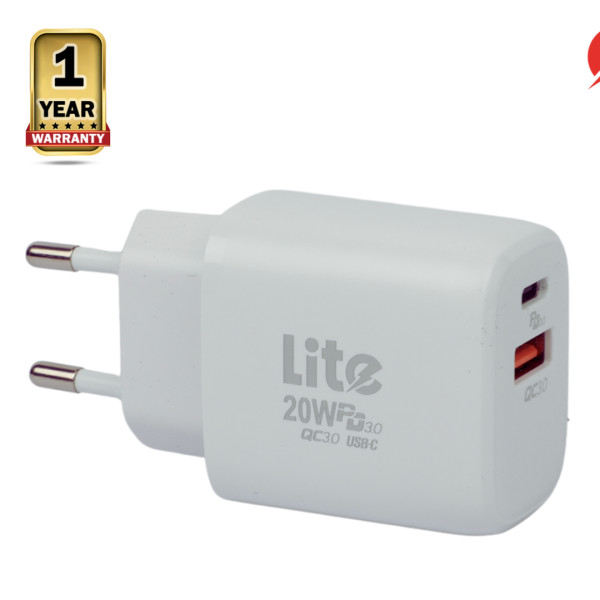 Lite PD USB Fast Charger EU - 20 Watt - White - (LC-2020)