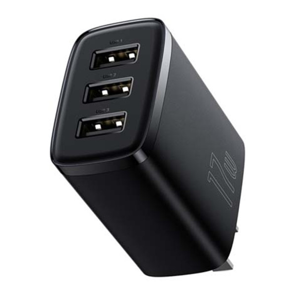 Baseus Compact 3USB Charger - 17W - Black