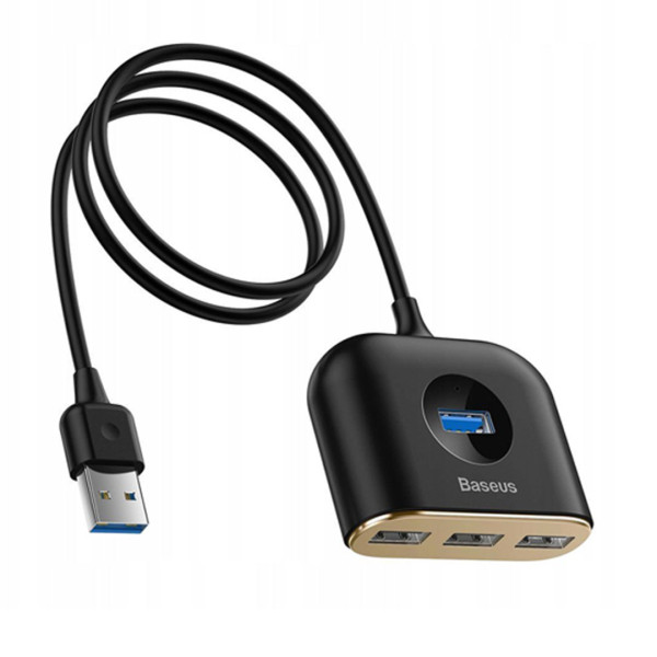 Baseus Square Round 4 in 1 USB HUB Adapter - 1m - Black