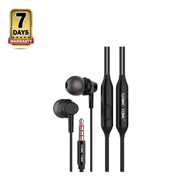 D14 Super Bass Stereo Earphone With Microphone - Black