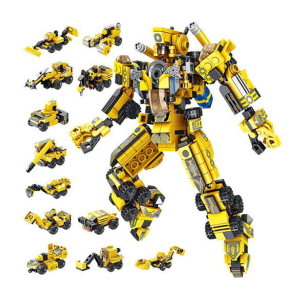 Panlos City Project Mecha 12-In-1 Lego Building Set Toy - Yellow