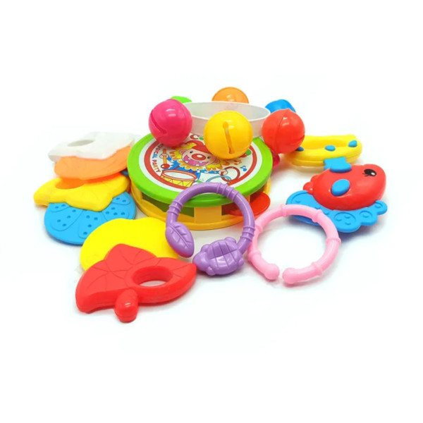 Mimi Bell Ears Rattle And Teether Set For Baby - 5 pcs - Multicolor-