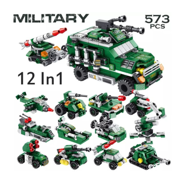 Brain Development City Militarytruck 12 In 1 Lego Building Blocks Toys For Kids