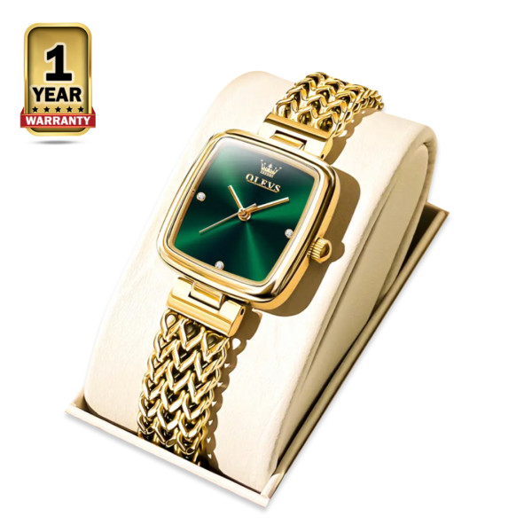 OLEVS 9948 Stainless Steel Elegant Quartz Wrist watch For Women - Gold and Green