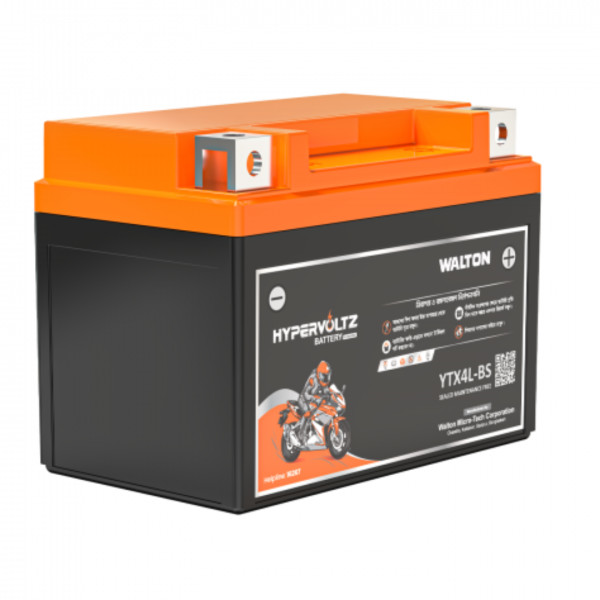 Walton Motorcycle Battery - HYPERVOLTZ YTX4L-BS