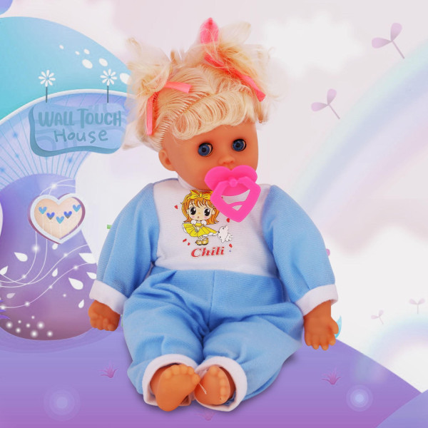 Soft Plush Little Crying Baby Barbie Doll With Beautiful Dress - Pink