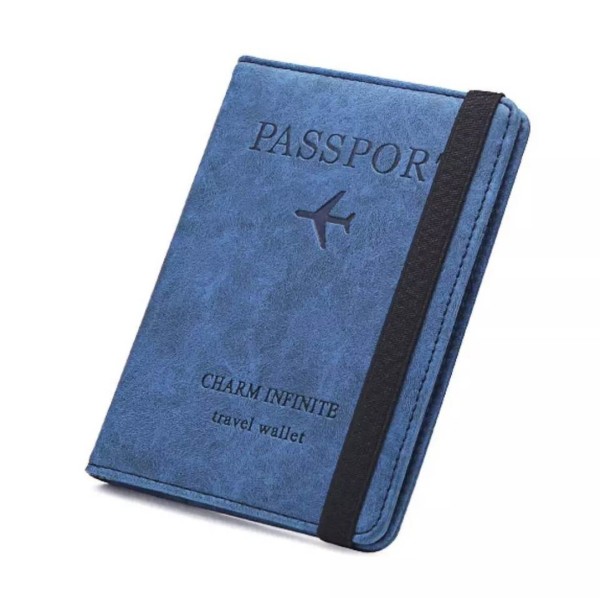 Business Leather Passport Covers Holder Wallet Case ( Blue color )