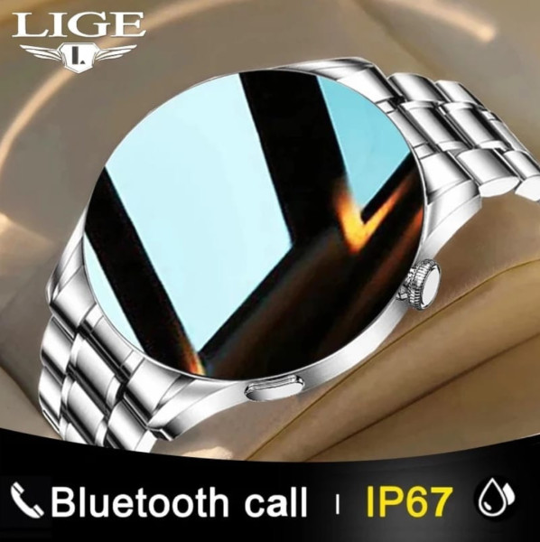 LIGE BW0256 Silver New Bluetooth Call Smart Watch Men Full Touch