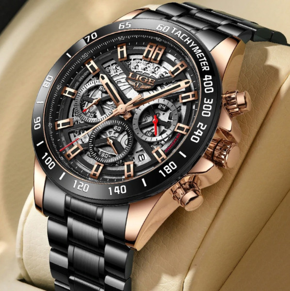 Brand Luxury Men's Watch Waterproof Date Chronograph Stainless Steel