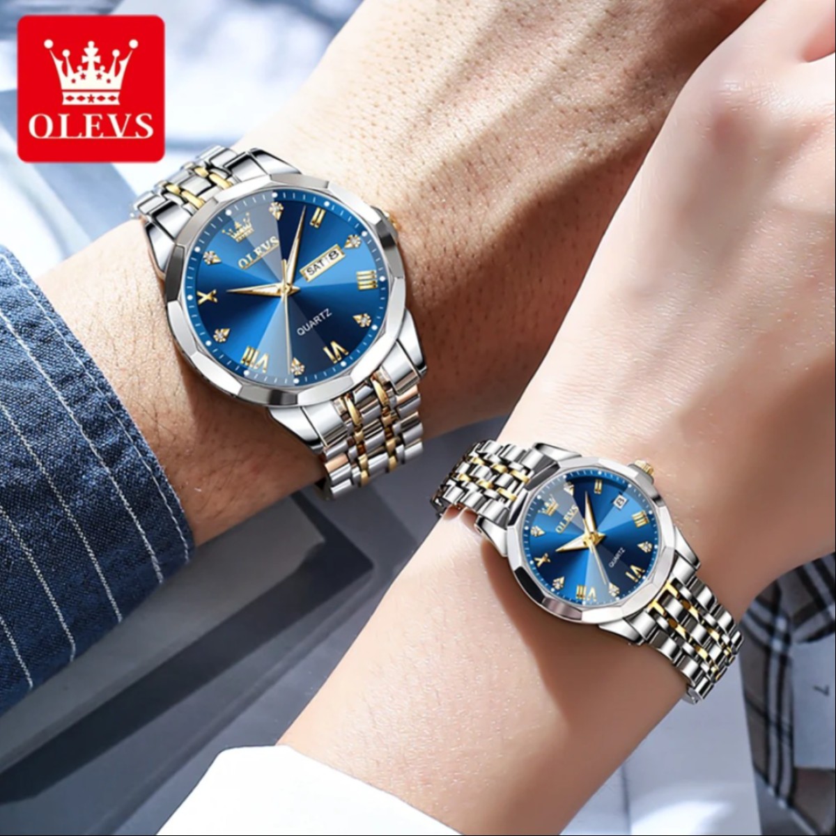 Olevs Stylish Couple-Blue Watch