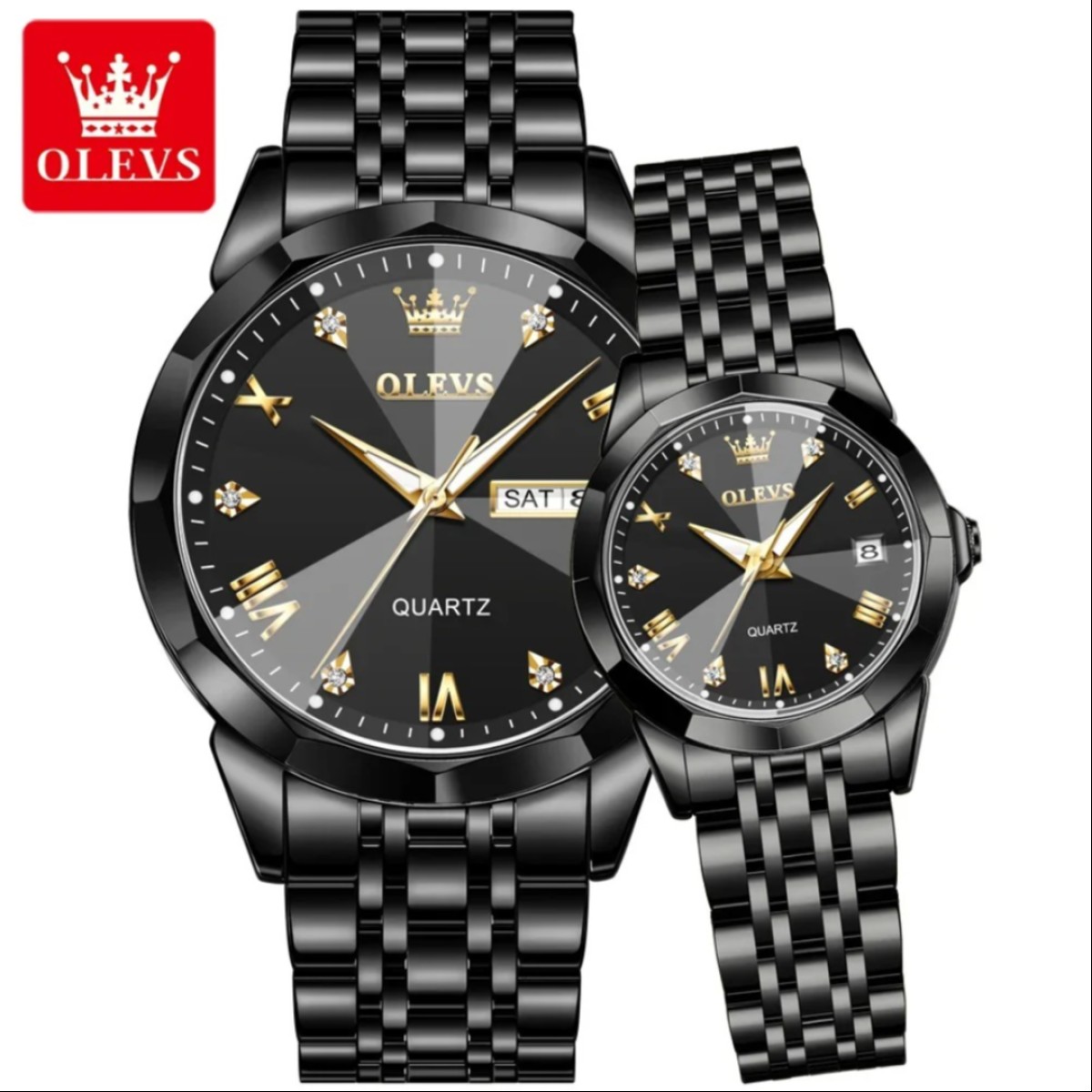 Olevs Stylish Couple-Black Watch