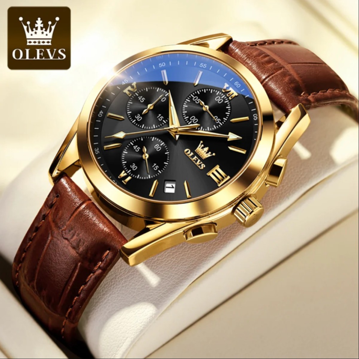 Olevs 2872 Fashionable Analog leather Chocolate Men's Watch