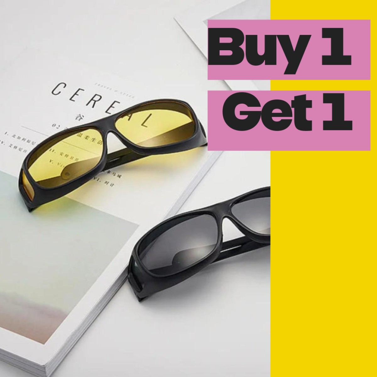 Buy 1 Night Driving Vision Eyeglass Polarized Fashion Sunglasses Get 1 Free