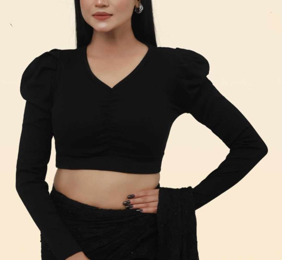 Crop top full sleeve fashionable blouse for women's