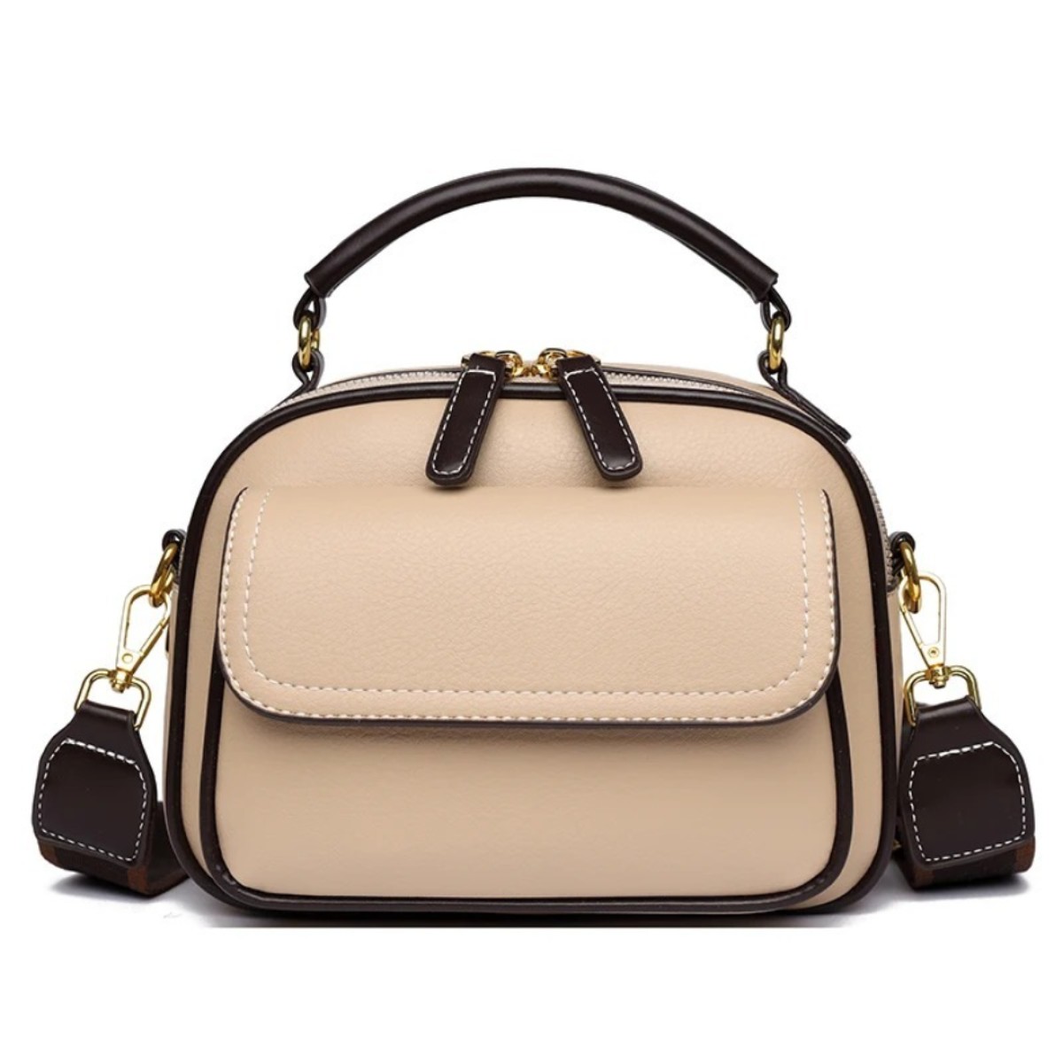Sac a Main Women Handbag soft small Shoulder Pu Leather Tote Hand Bags for Ladies(Apricot)