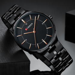 CURREN Black Stainless Steel Analog Watch For Men