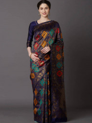 Printed Silk Saree With Blouse Piece For Women
