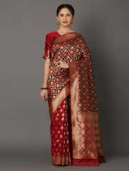 Printed Silk Saree With Blouse Piece For Women