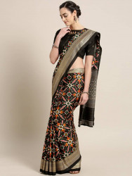 Printed Silk Saree With Blouse Piece For Women