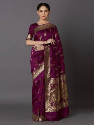Printed Silk Saree With Blouse Piece For Women