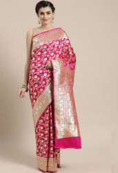 Printed Silk Saree With Blouse Piece For Women