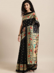 Printed Silk Saree With Blouse Piece For Women