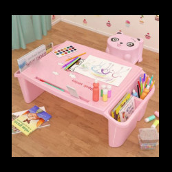 Plastic Study Table With Storage Box For Children's - Pink