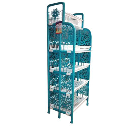 Five Step Kitchen Rack With Water Tray Plait And Glass Stand - Teal