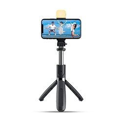 P20S Foldable Mini Tripod With Fill Light And Bluetooth Remote - Black