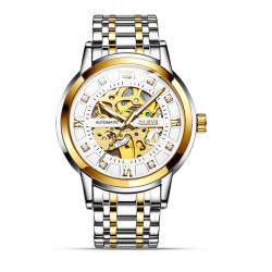 Olevs 9920 Stainless Steel Wrist Watch for Men - Golden White