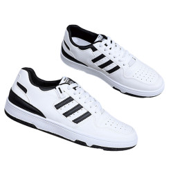 Artificial Polyurethane Leather Casual Sneaker For Men - White and Black - CM-1037