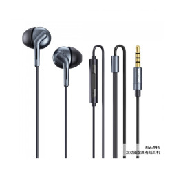 Remax RM-595 Dual Driver Super Bass Wired Earphone - Navy Blue and Black
