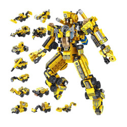 Panlos City Project Mecha 12-In-1 Lego Building Set Toy - Yellow