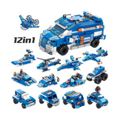 Brain Development P0Lice Assault Car 12 In 1 Lego Building Blocks Toys For Kids