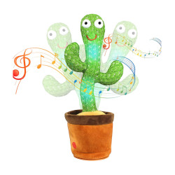 Usb Charging Voice Repeat Dancing & Talking Cactus Stuffed Toys - Green