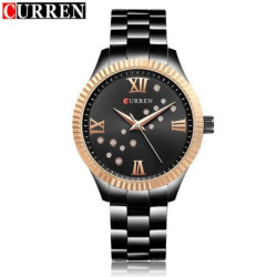 Curren Crystal Black Dial Stainless Steel Ladies Watch – 9009