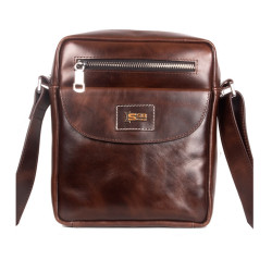 SSB Leather Oil Pull-Up Messenger Bag - Chocolate - SB-MB60