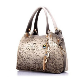 Leather Tassel Portable Shoulder Bag for Women - Gold