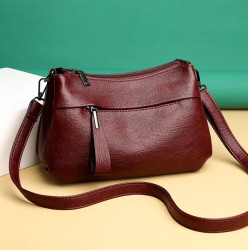 Crossbody bag artificial leather ( maroon color )